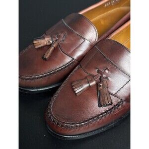 ALLEN EDMONDS GRAYSON MEN SIZE 11 D LEATHER TASSEL LOAFERS BURGUNDY DRESS SHOES